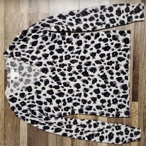Rachel Zoe Women's Snow Leopard Print 100% 2 Ply Cashmere Sweater Size Small
